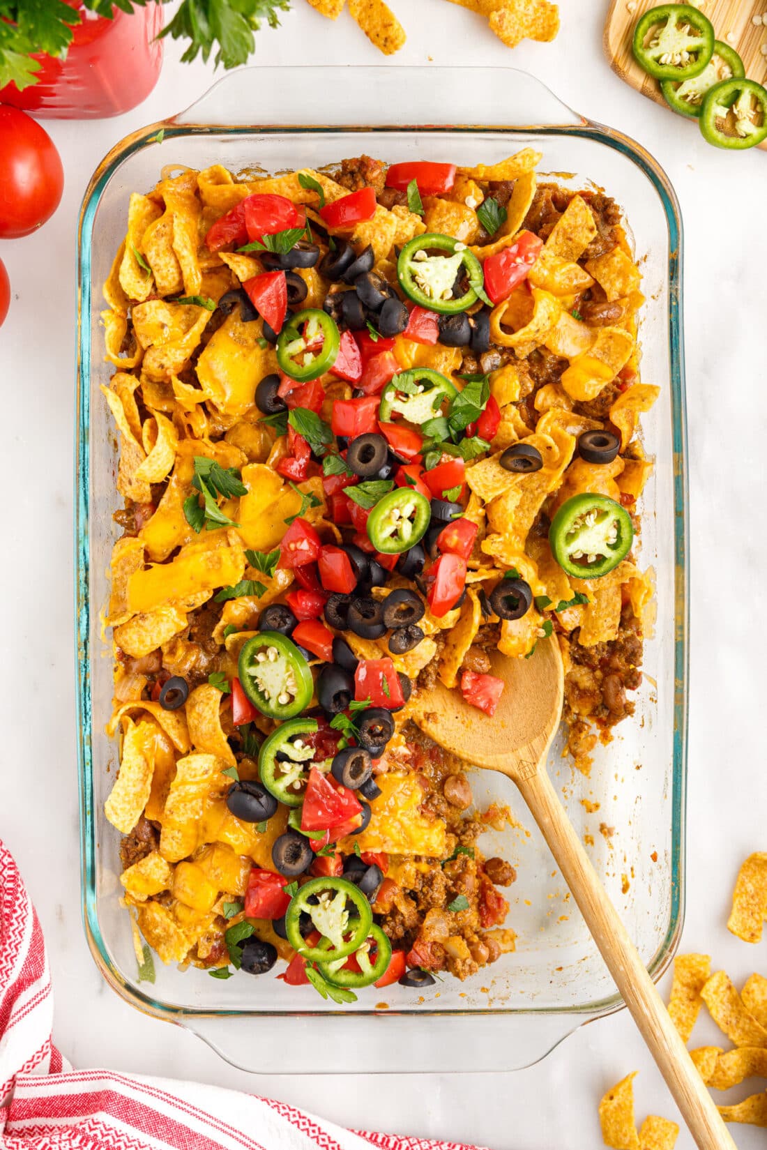 Frito Pie with wooden spoon