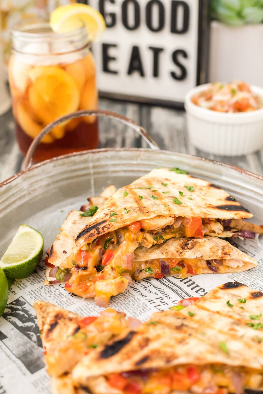 Grilled Chicken Quesadilla on a platter