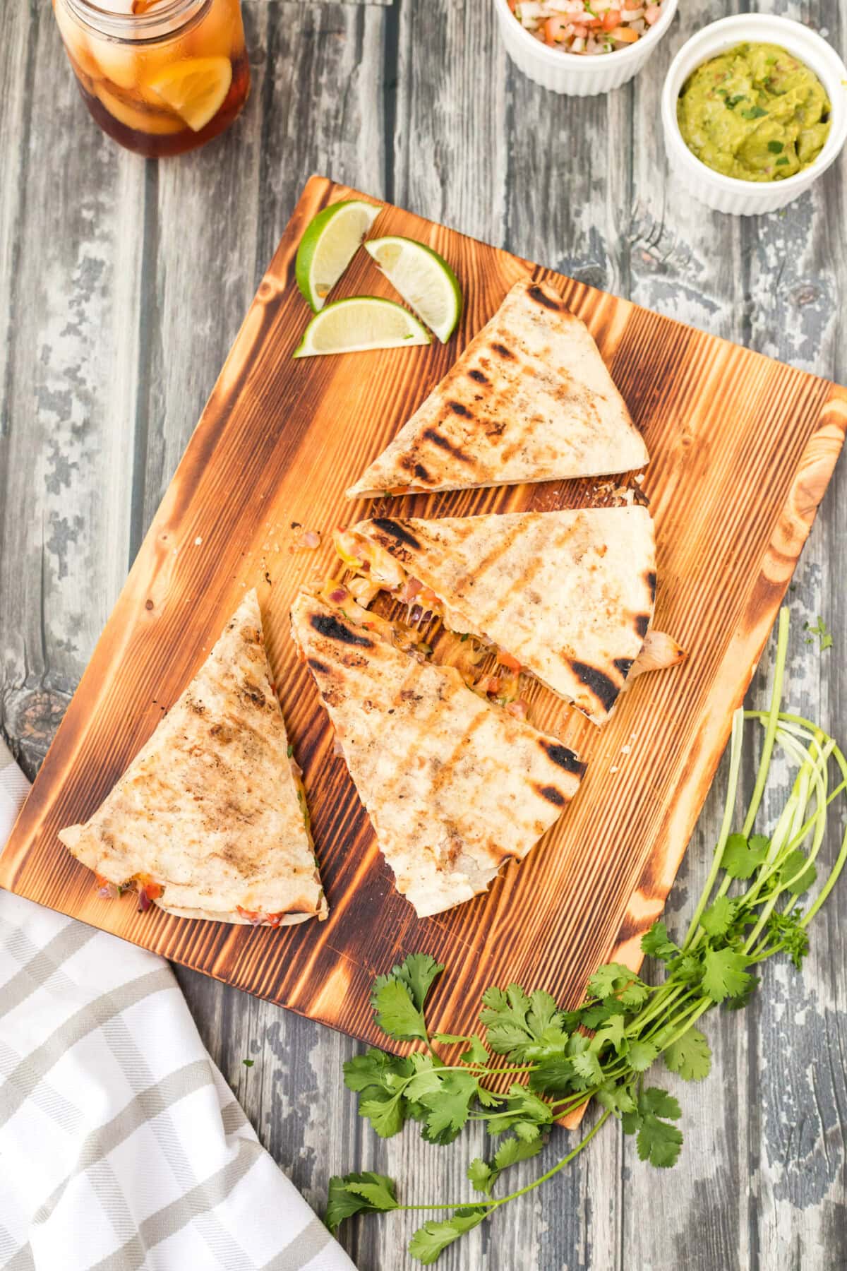 Grilled Chicken Quesadilla on cutting board