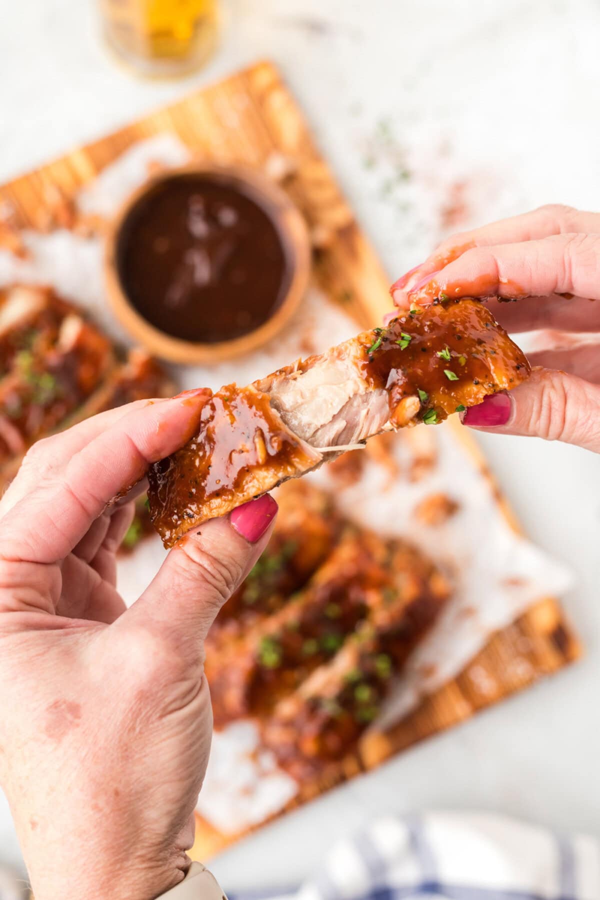 Instant Pot Rib with bite out of it