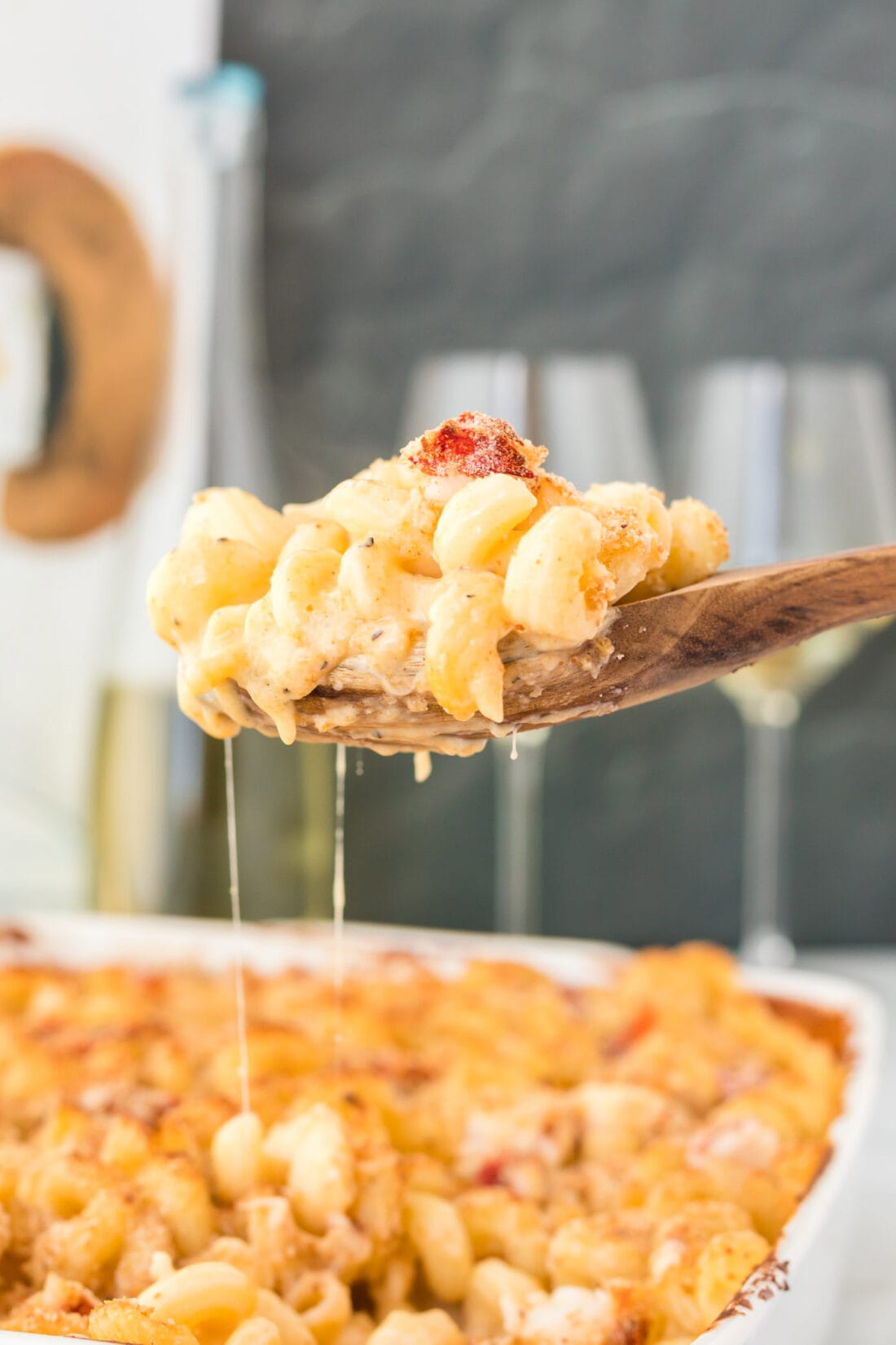 serving spoon of Lobster Mac and Cheese
