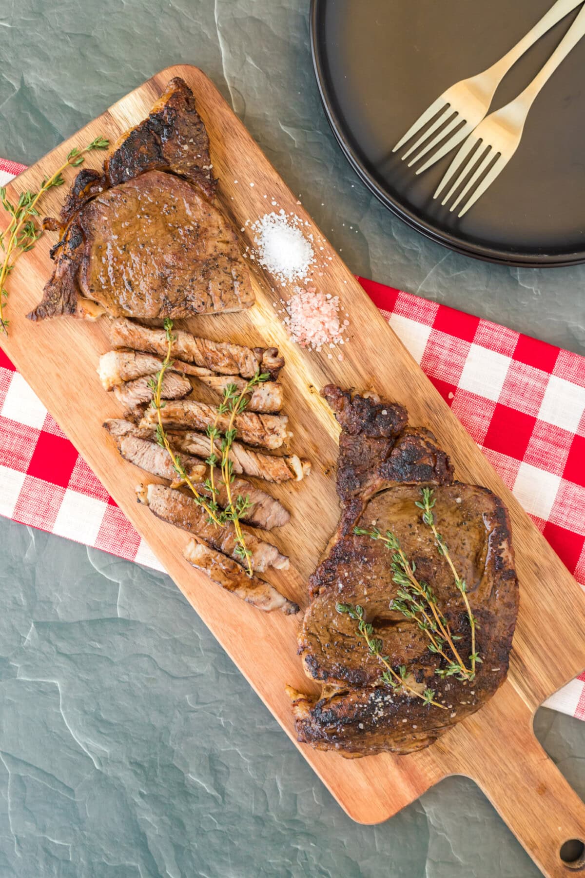 Reverse Sear Ribeye on board