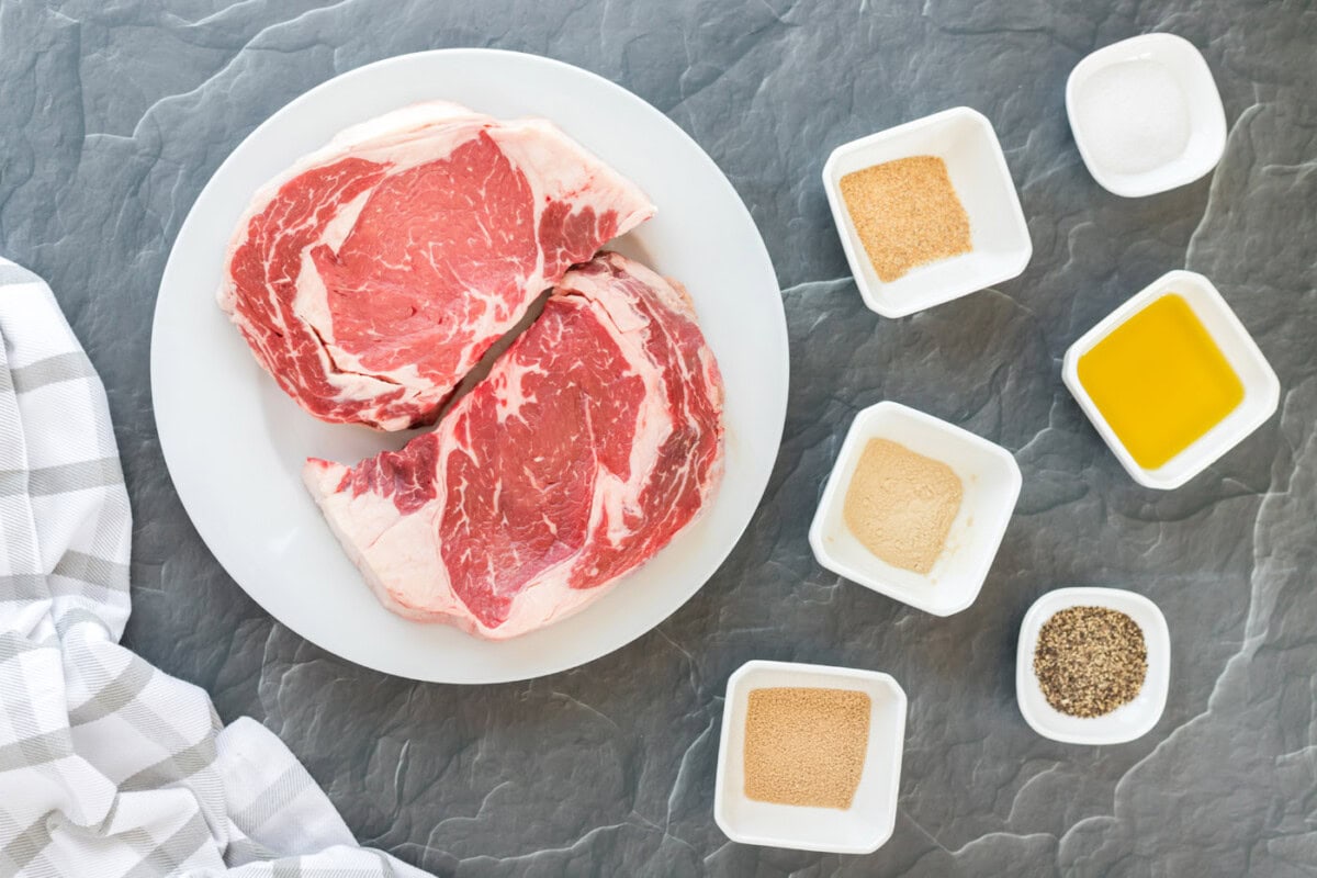 ingredients for Reverse Sear Ribeye
