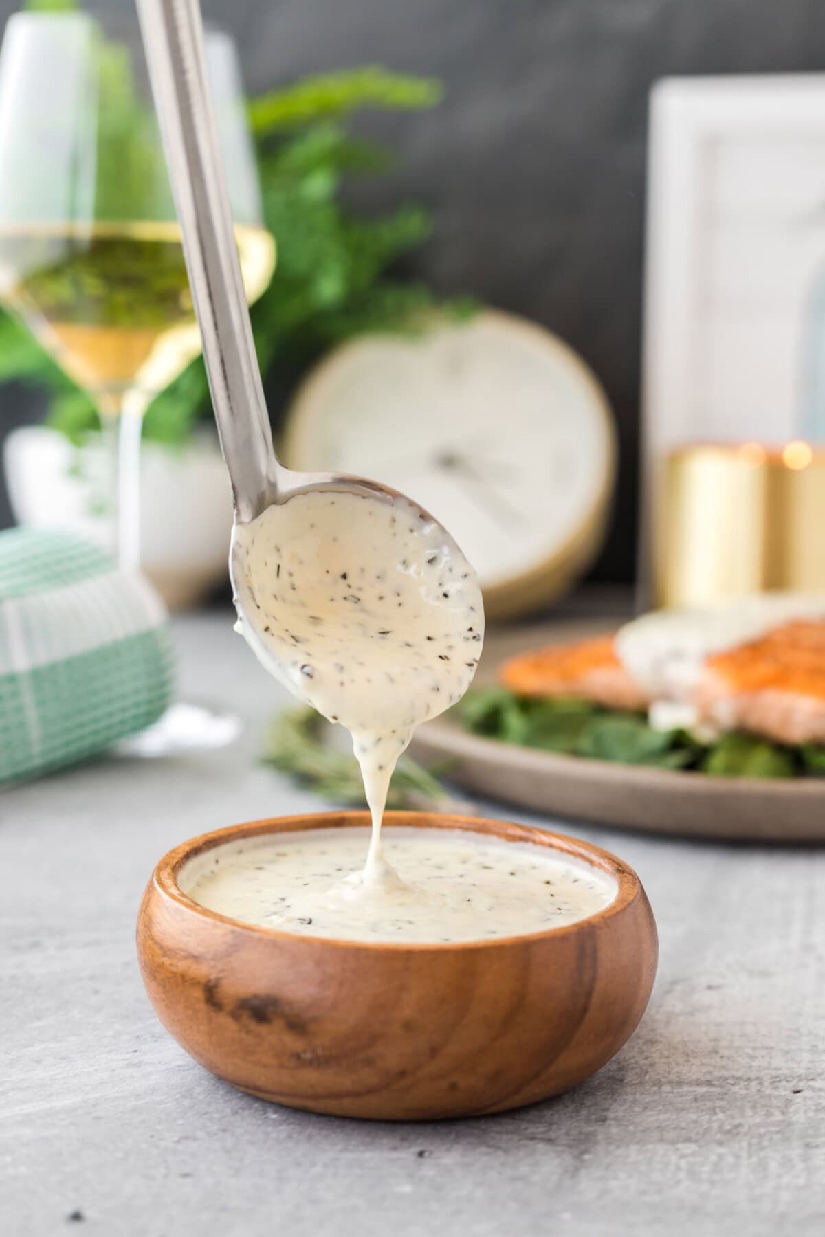 ladle of Rosemary Cream Sauce