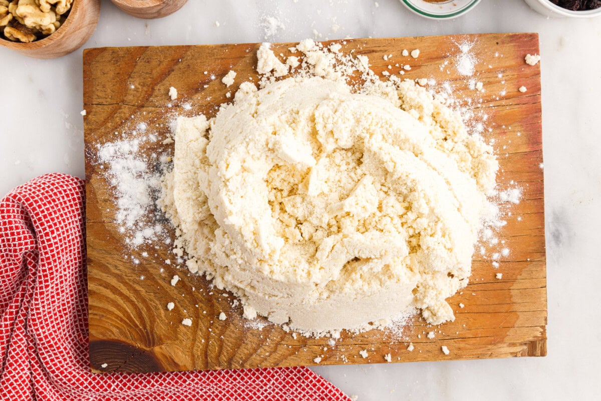 rugelach dough on a cutting board