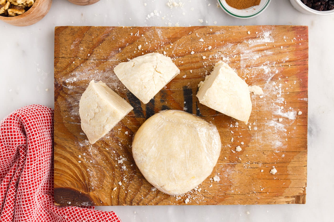 cutting rugelach dough