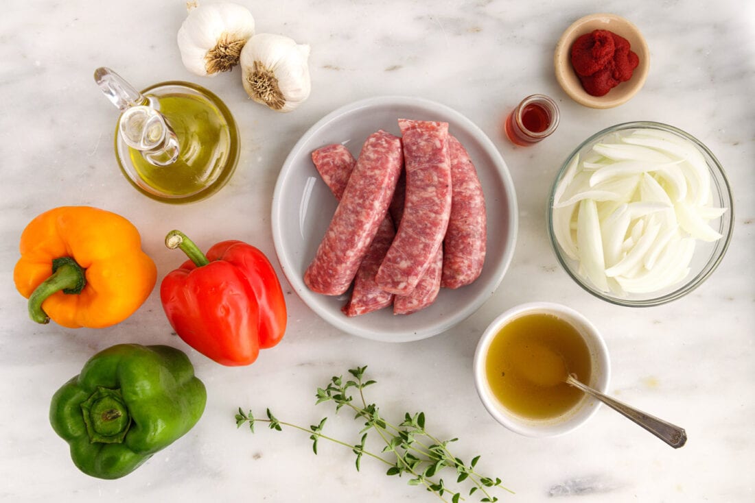 ingredients to make Sausage and Peppers