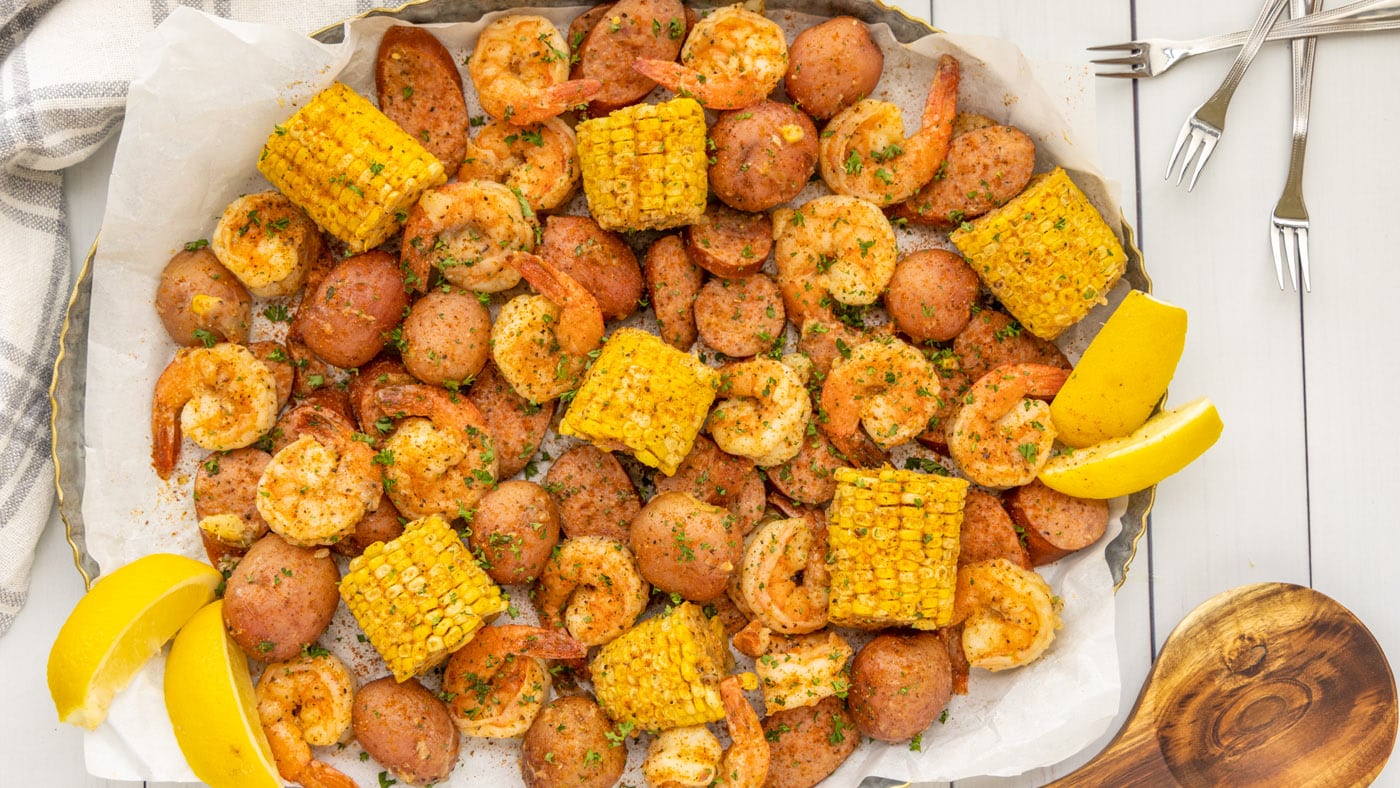 Shrimp boil is not only delicious but an all-in-one meal. 