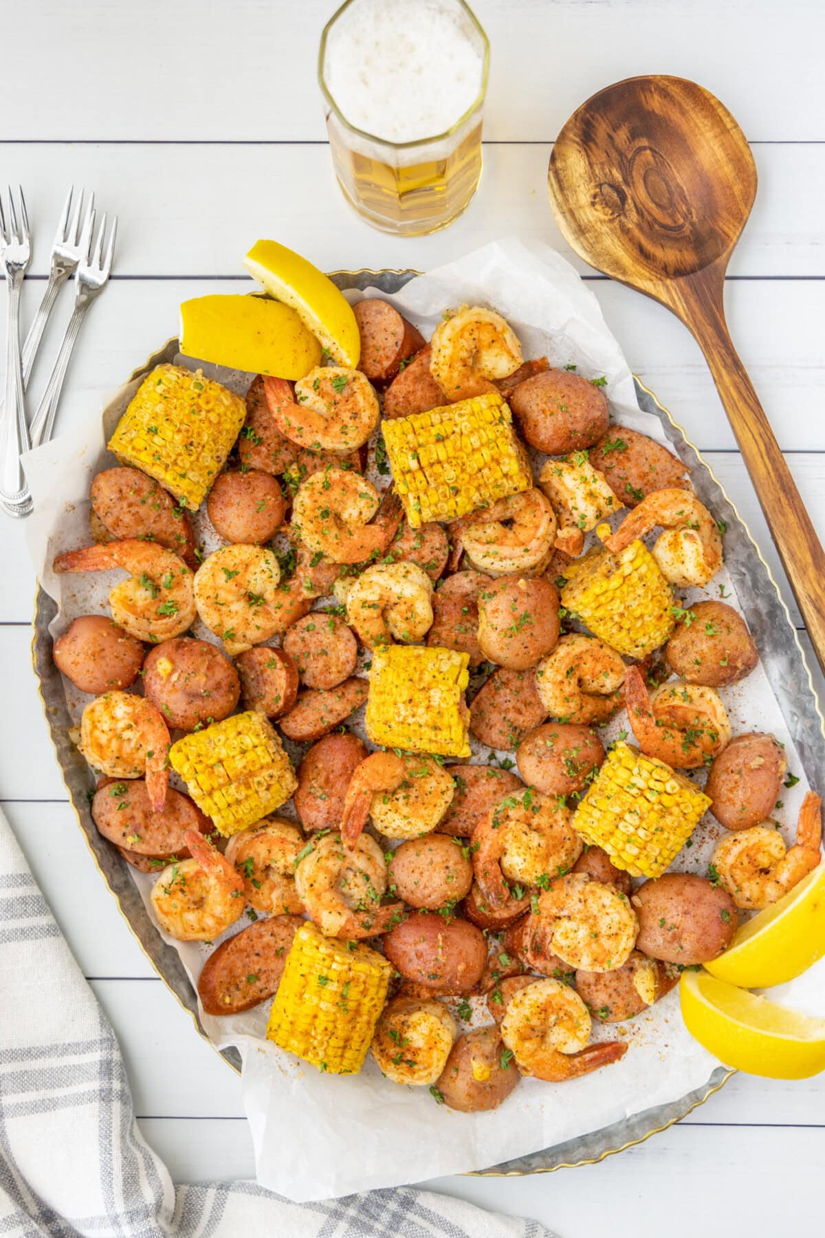 Shrimp Boil on a platter