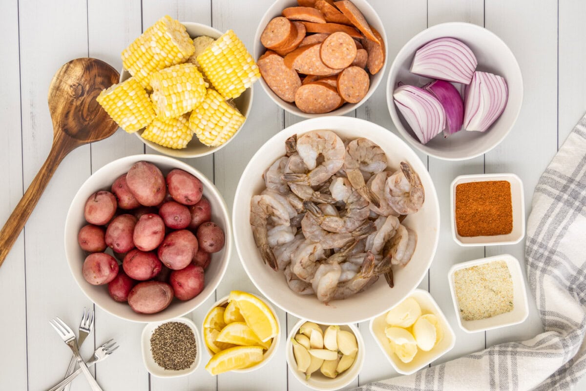 ingredients for Shrimp Boil