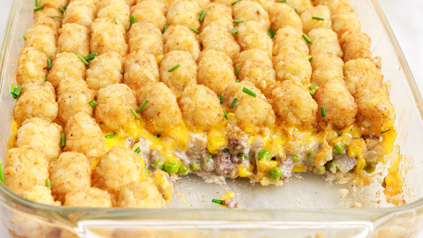 Tatertot casserole is not only an affordable meal, but it's quick and easy which we can all apprecia