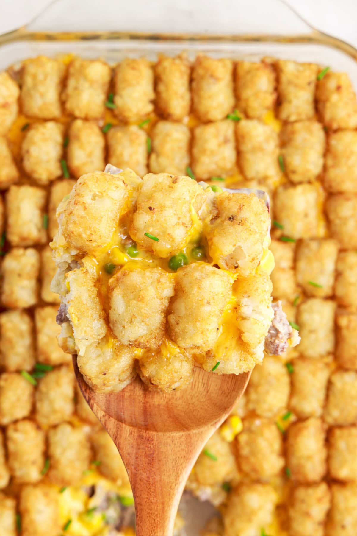 spoon of Tatertot Casserole