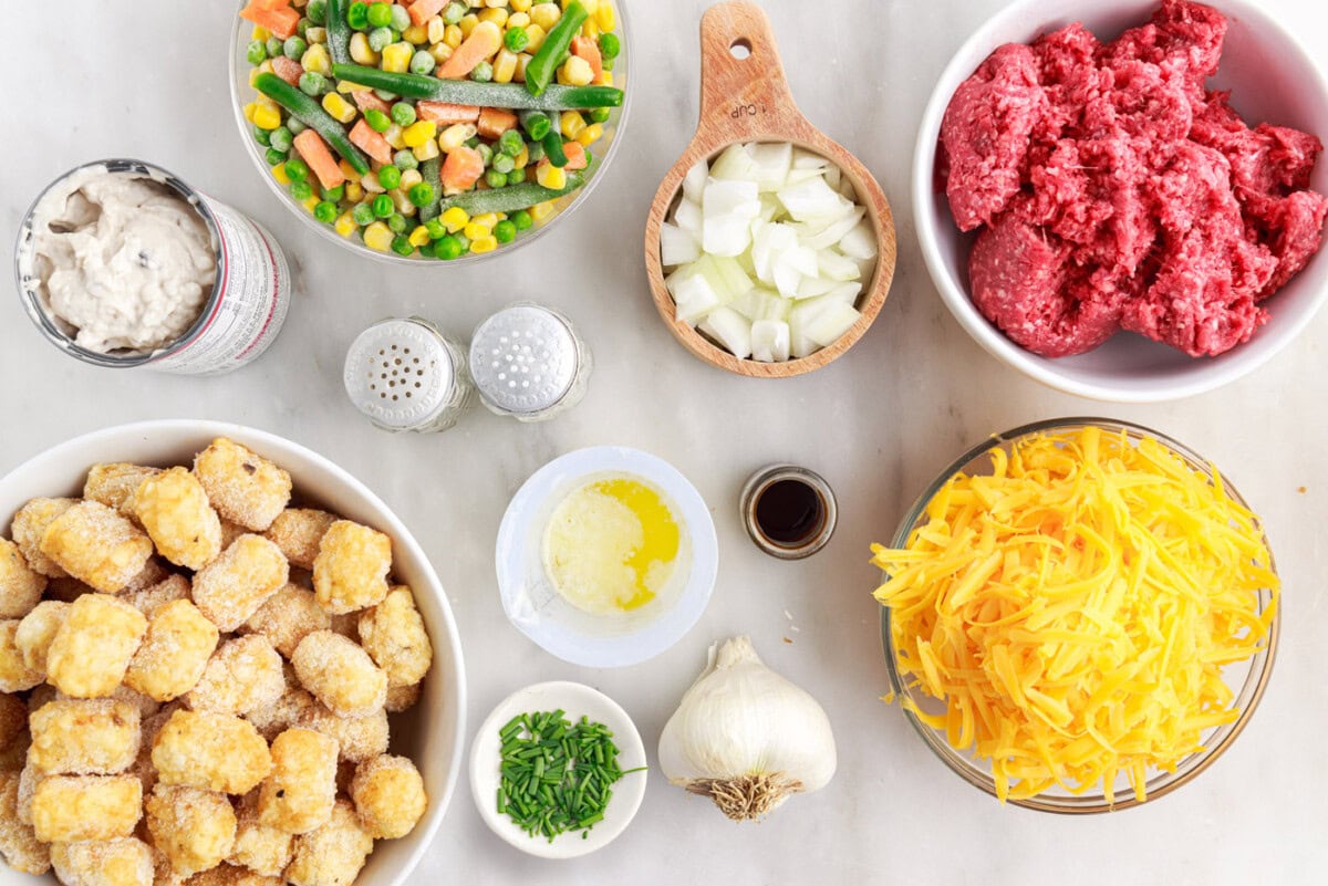 ingredients to make Tatertot Casserole