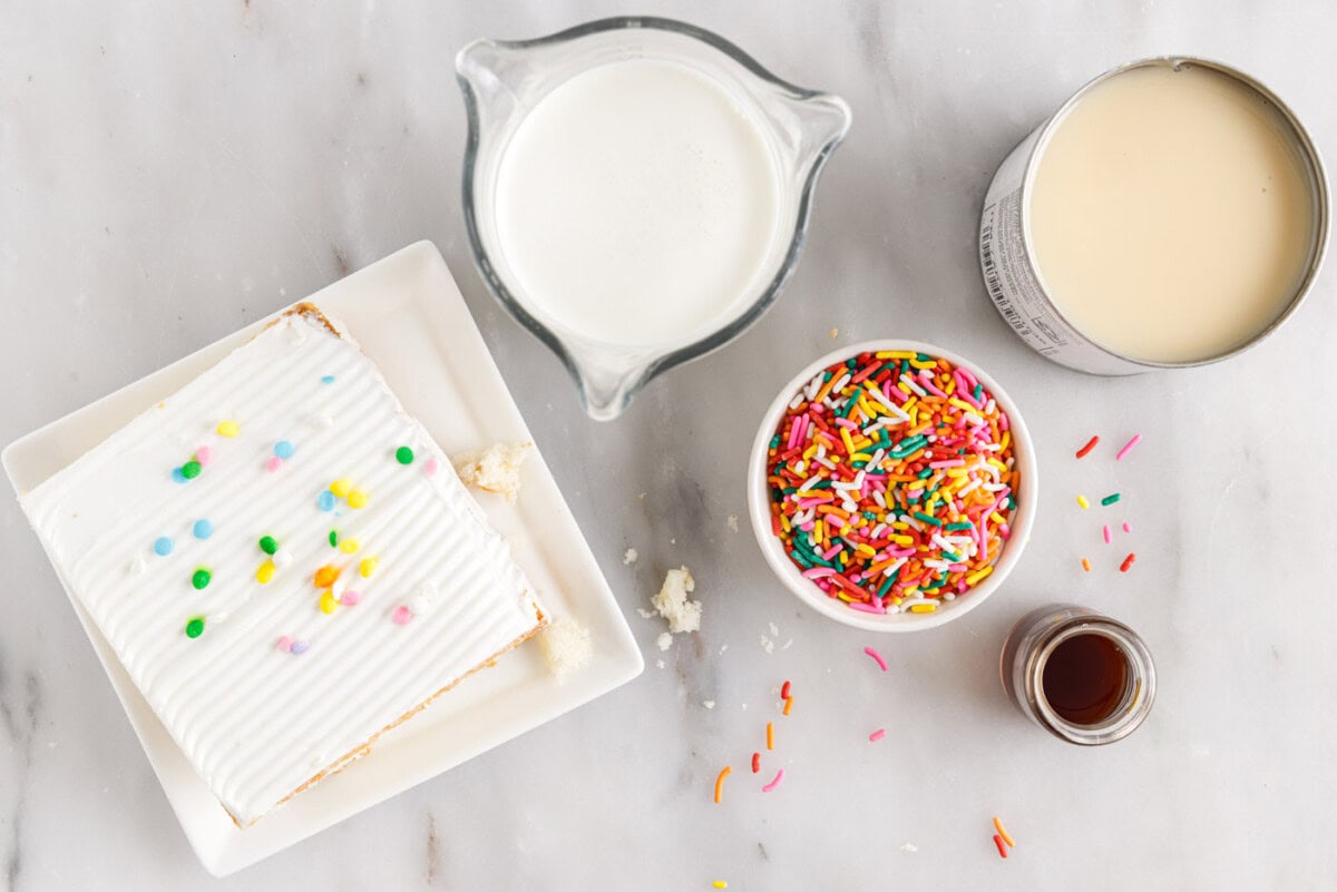 ingredients for Birthday Cake Rolled Ice Cream