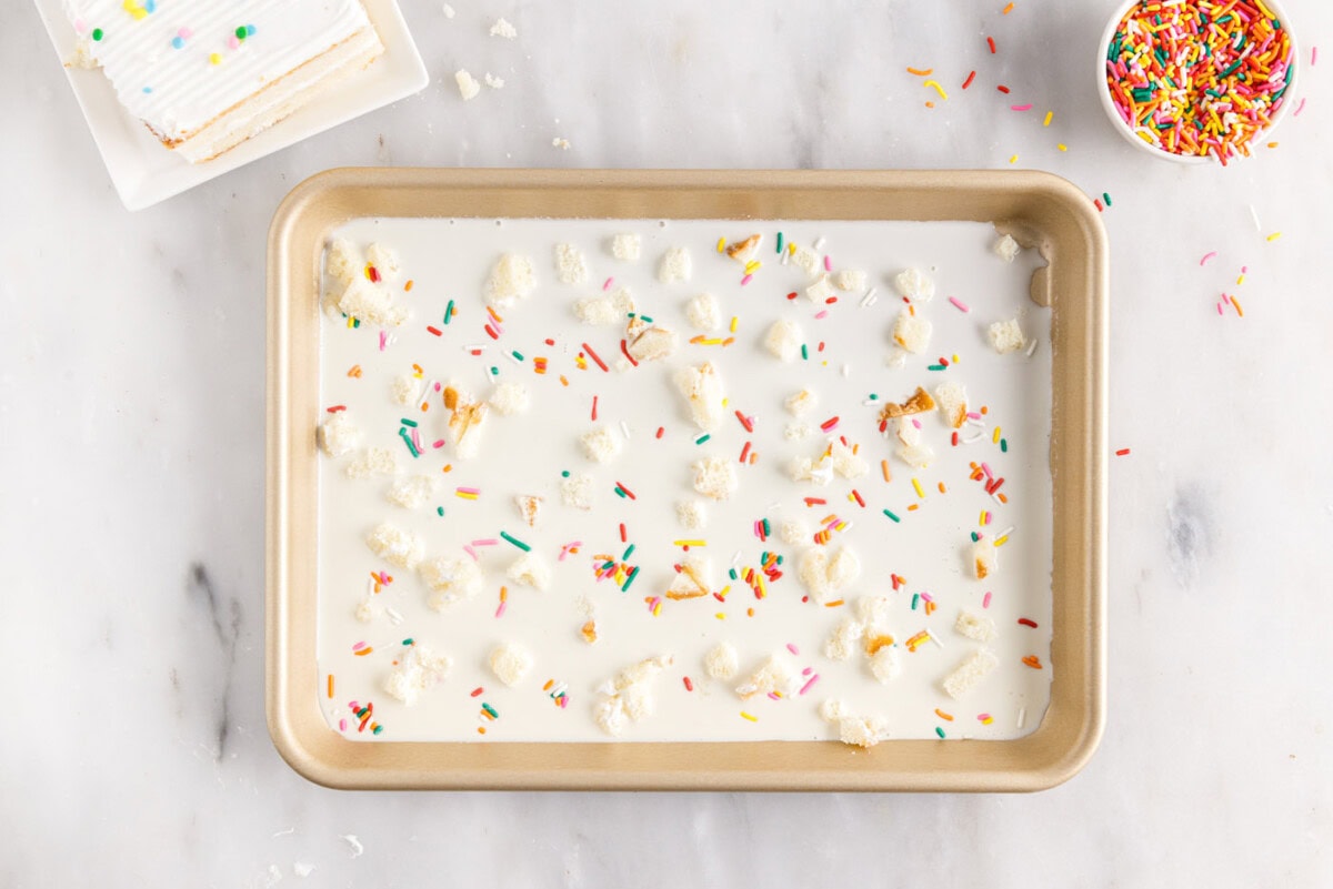 birthday cake ice cream on a sheet pan