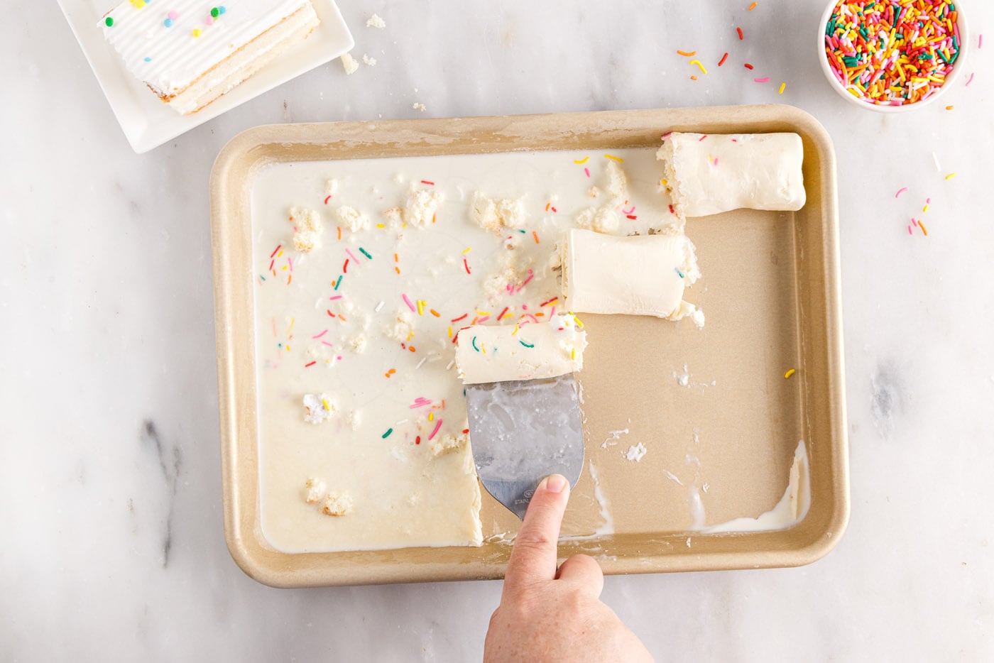 spatula rolling birthday cake ice cream