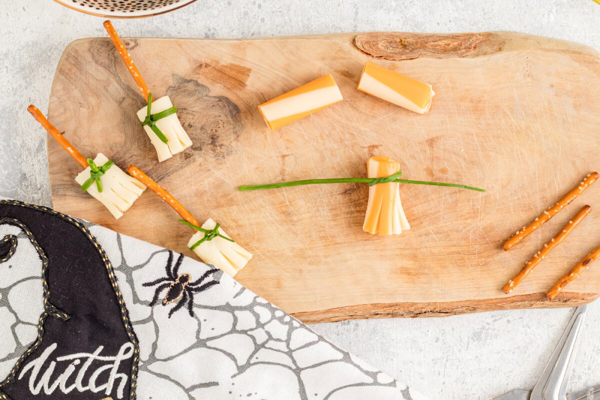 cheese tied with a chive