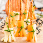 Cheese and Pretzel Broomsticks on table