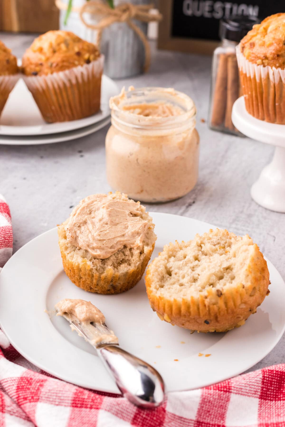 Cinnamon Honey Butter spread on a muffin