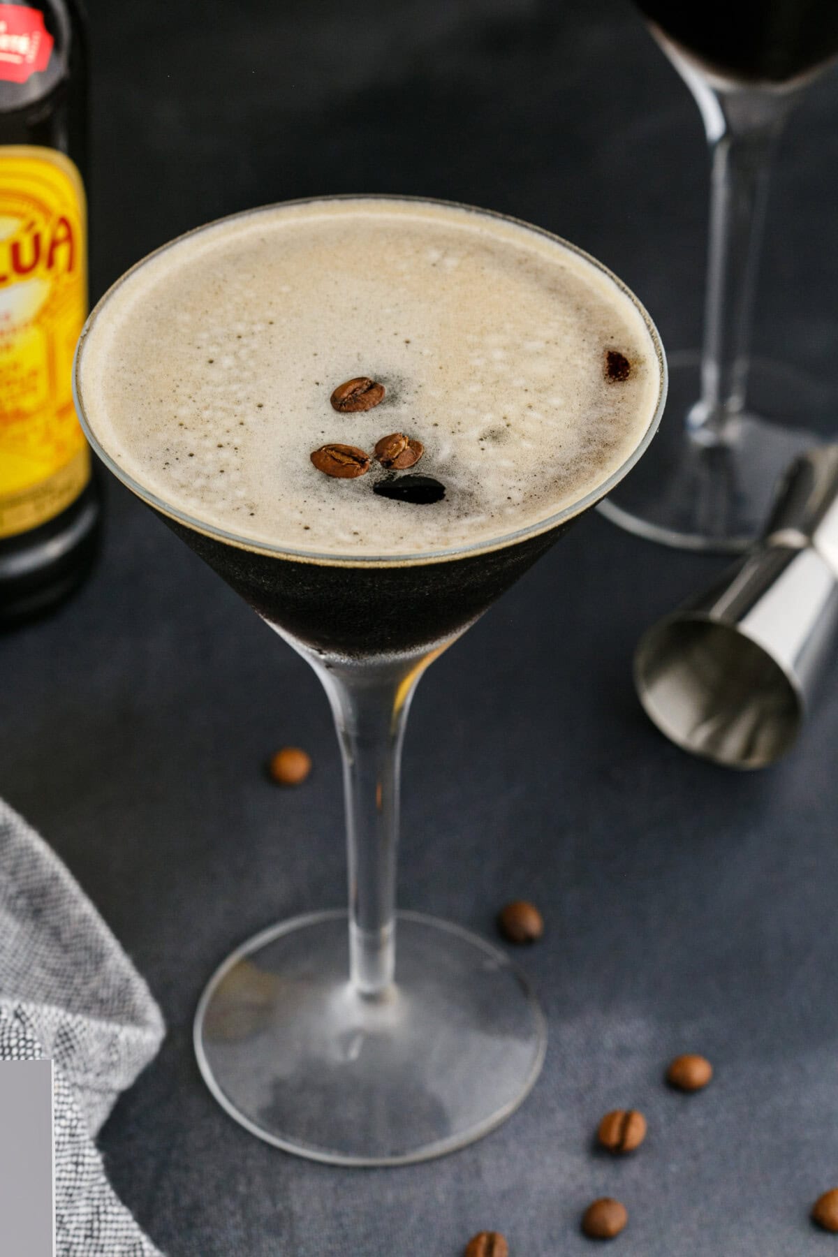 Espresso Martini with beans as a garnish