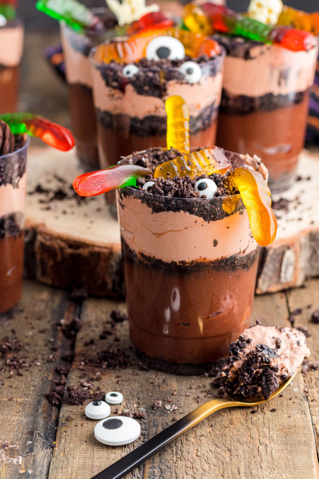 Halloween Dirt Cup with gummy worms
