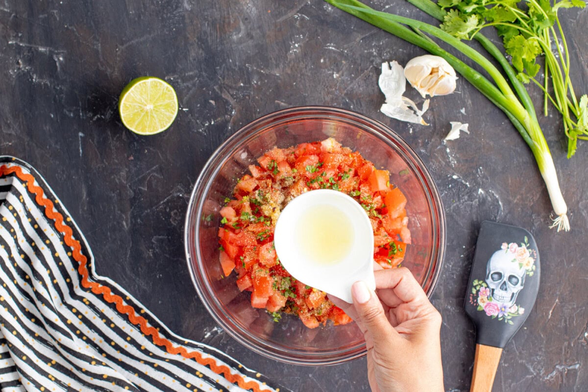 lime juice over salsa fresca