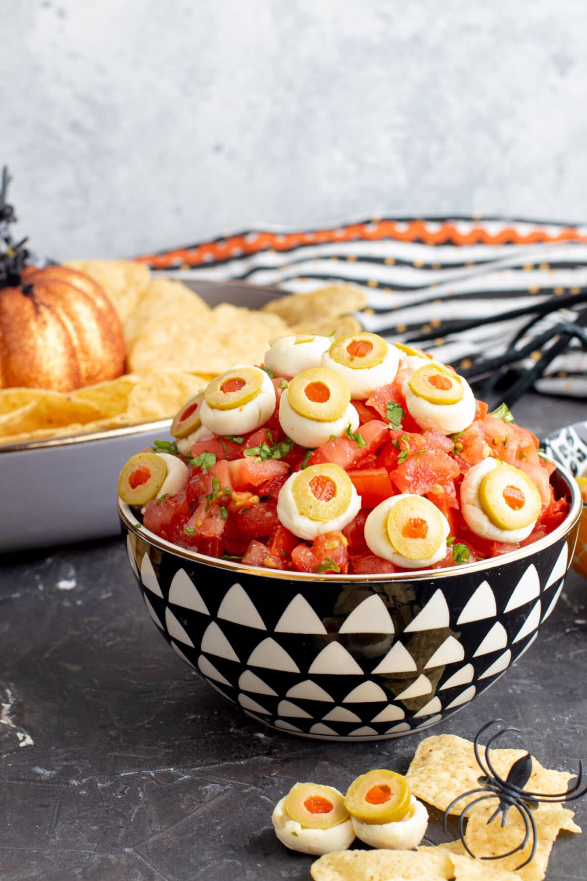 bowl of Halloween Eyeball Salsa