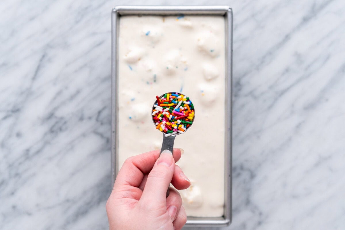 adding sprinkles to no churn ice cream
