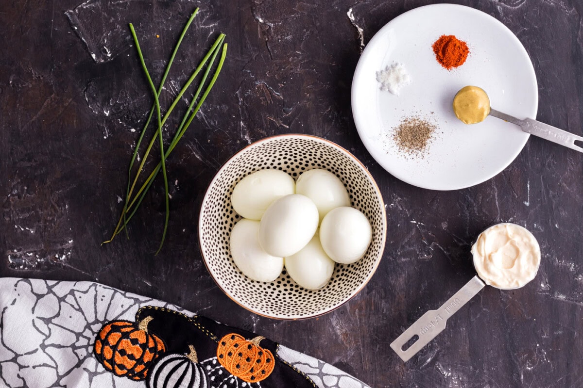 ingredients for Pumpkin Deviled Eggs