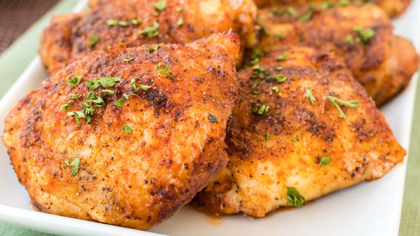 Baked chicken thighs are one of the easiest dinners to throw together with only 7 ingredients. 