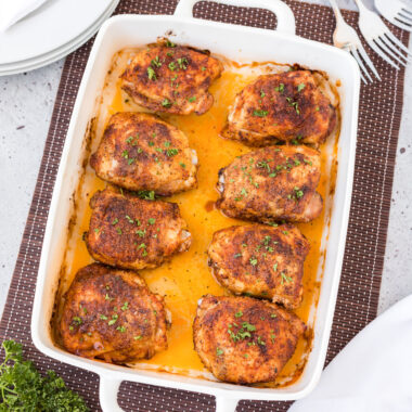 Baked Chicken Thighs in a pan