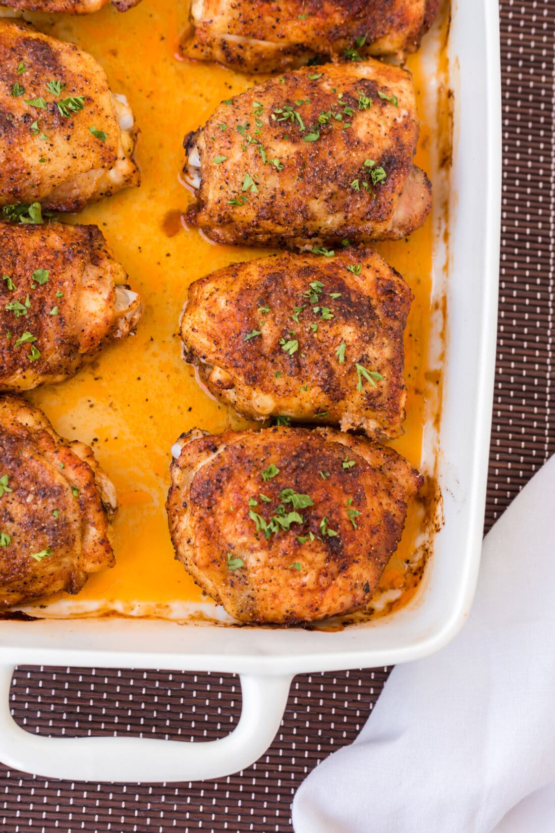 pan of Baked Chicken Thighs