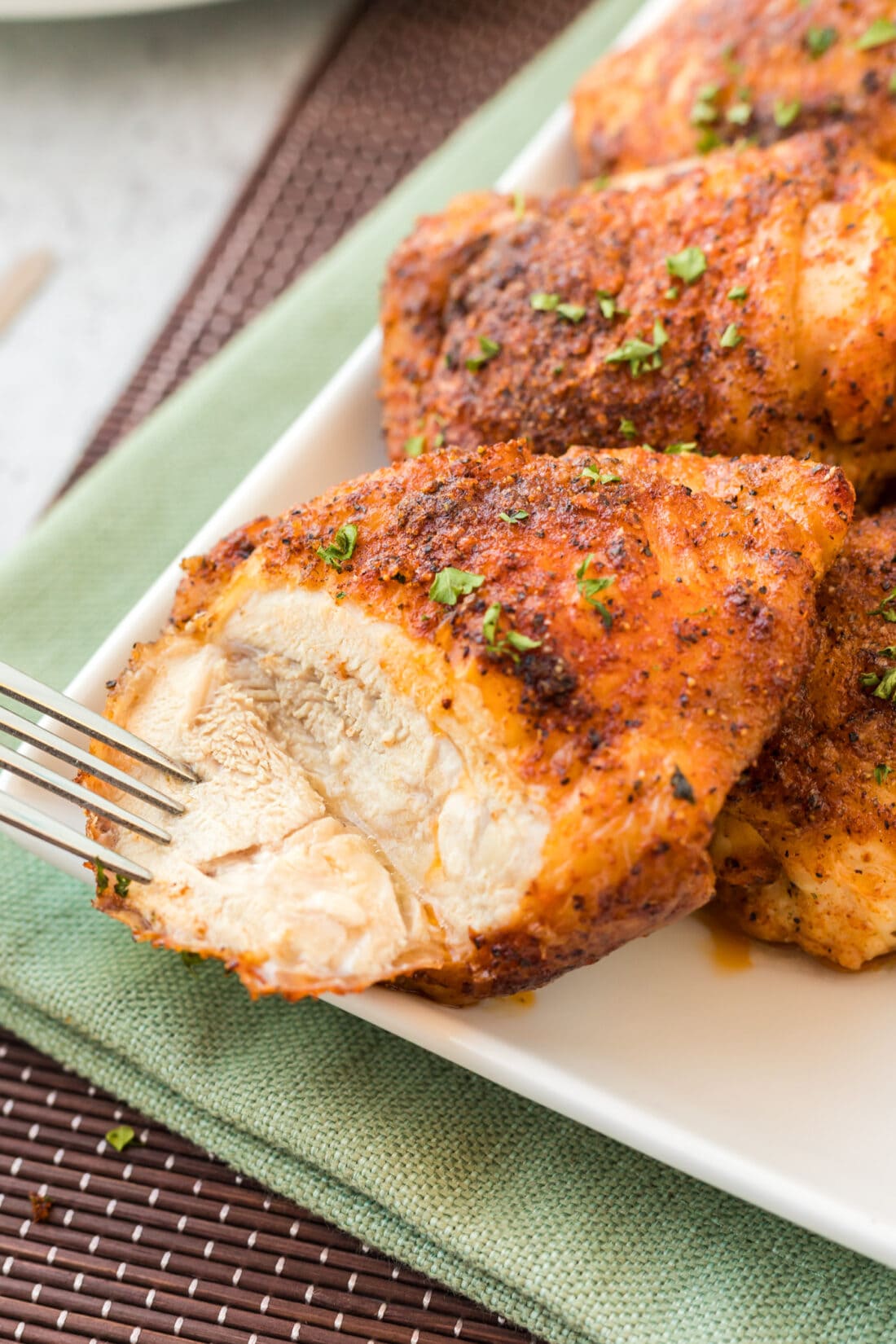 Baked Chicken Thigh with a cut in it