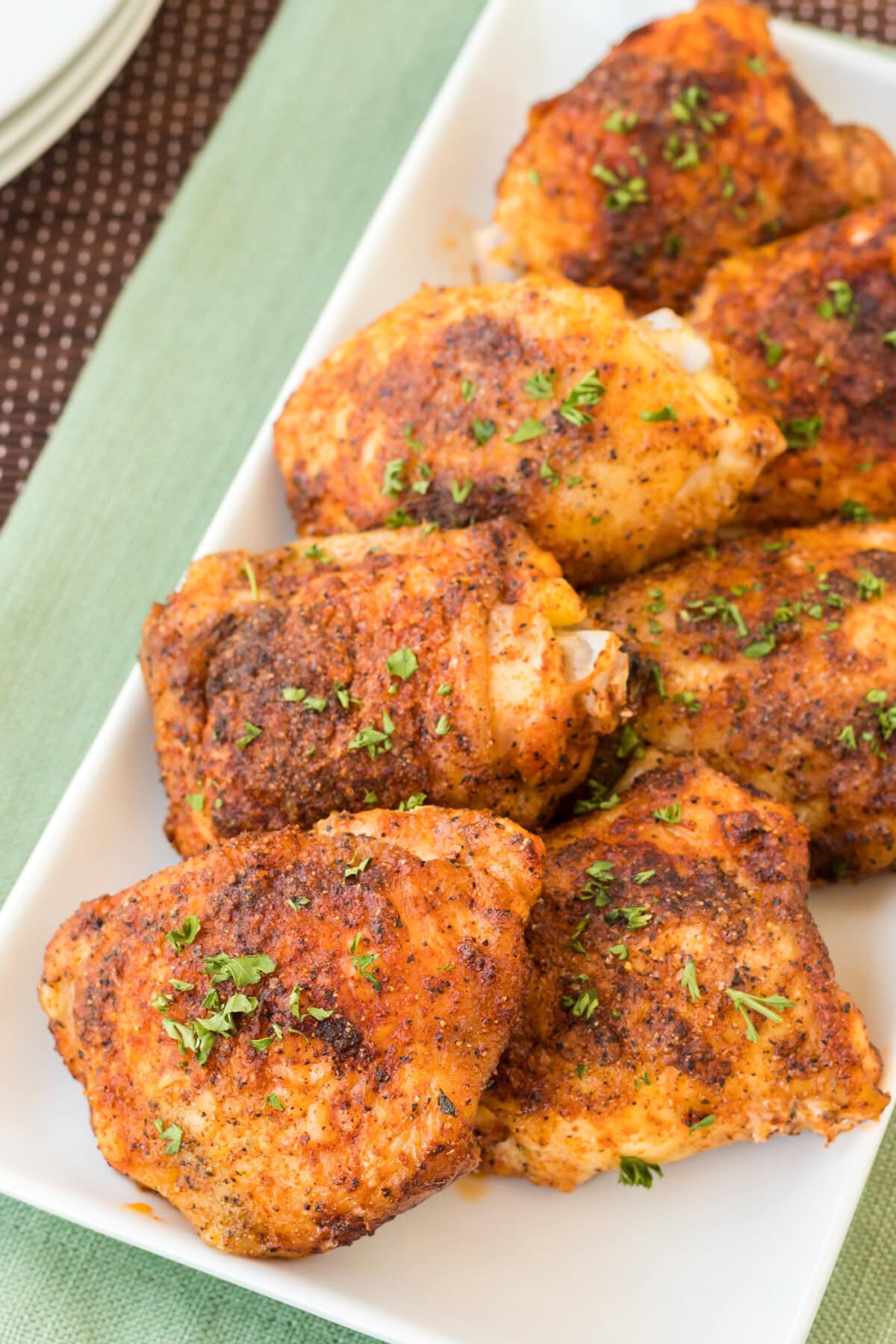 platter of Baked Chicken Thighs