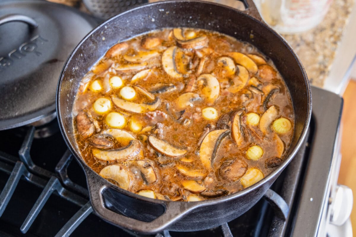beef bourguignon in a dutch oven