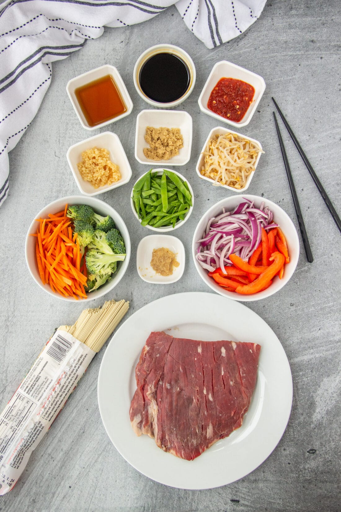 ingredients for Beef Lo Mein