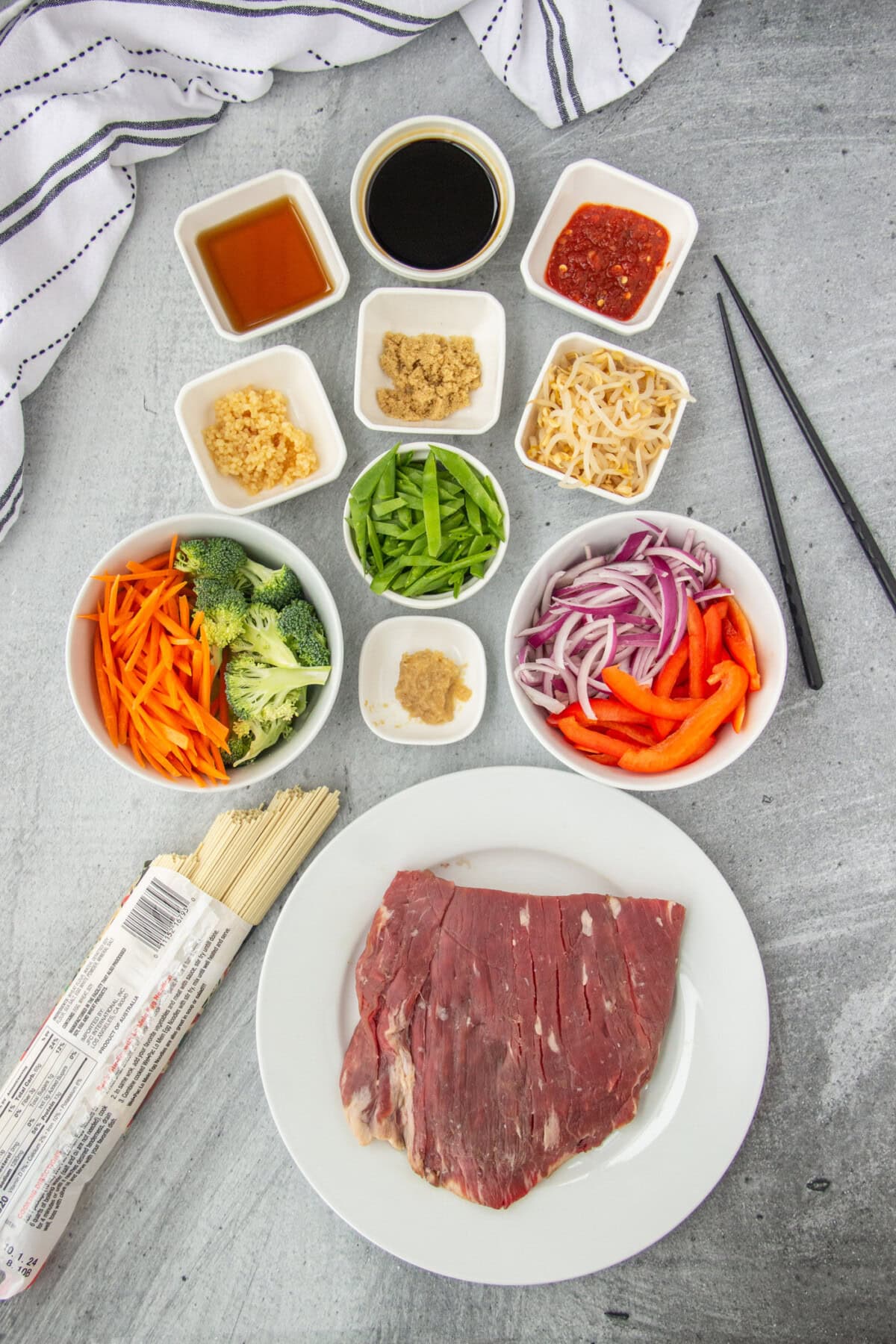 ingredients for Beef Lo Mein