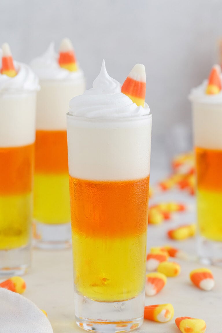 Candy Corn Jello Shots - Amanda's Cookin' - Halloween