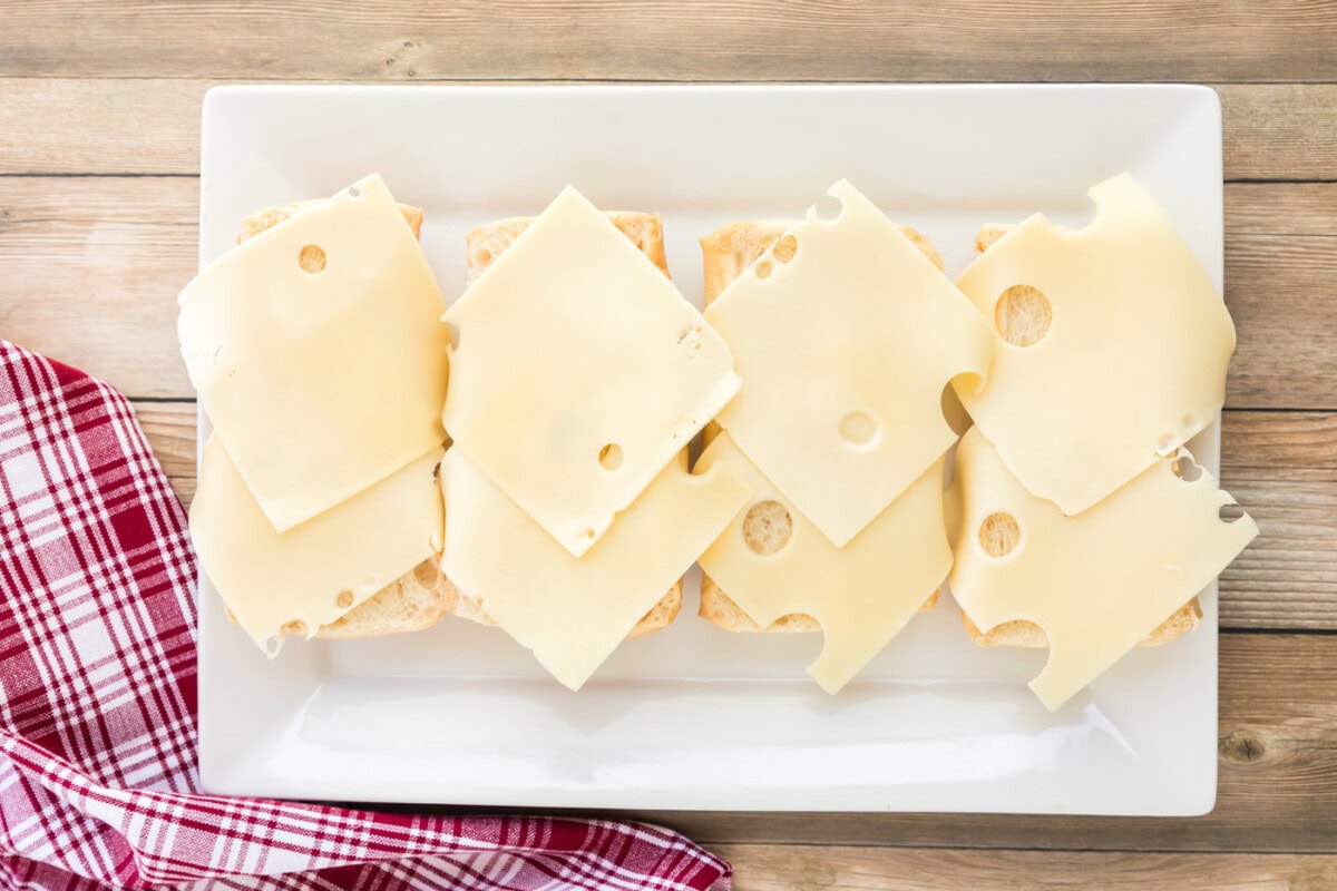 Swiss cheese on top of cuban bread