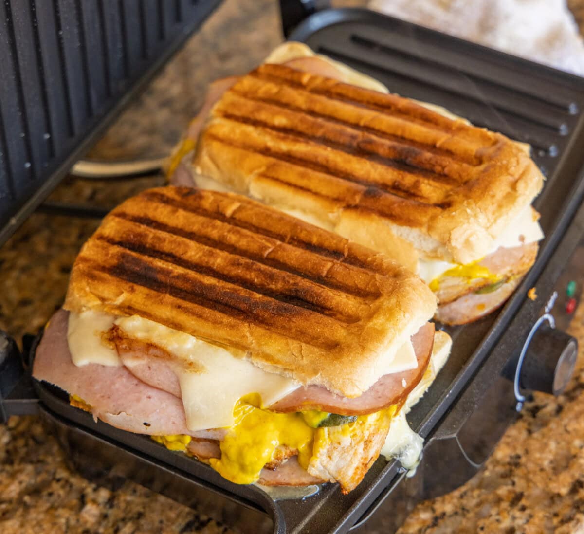 toasted Cuban sandwich in panini maker