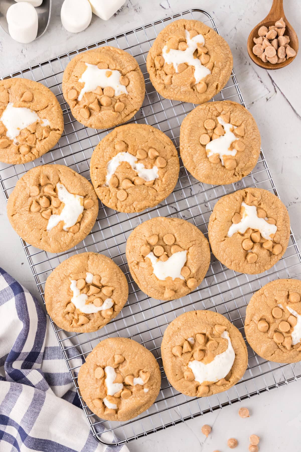 Fluffernutter Cookies on wire rack