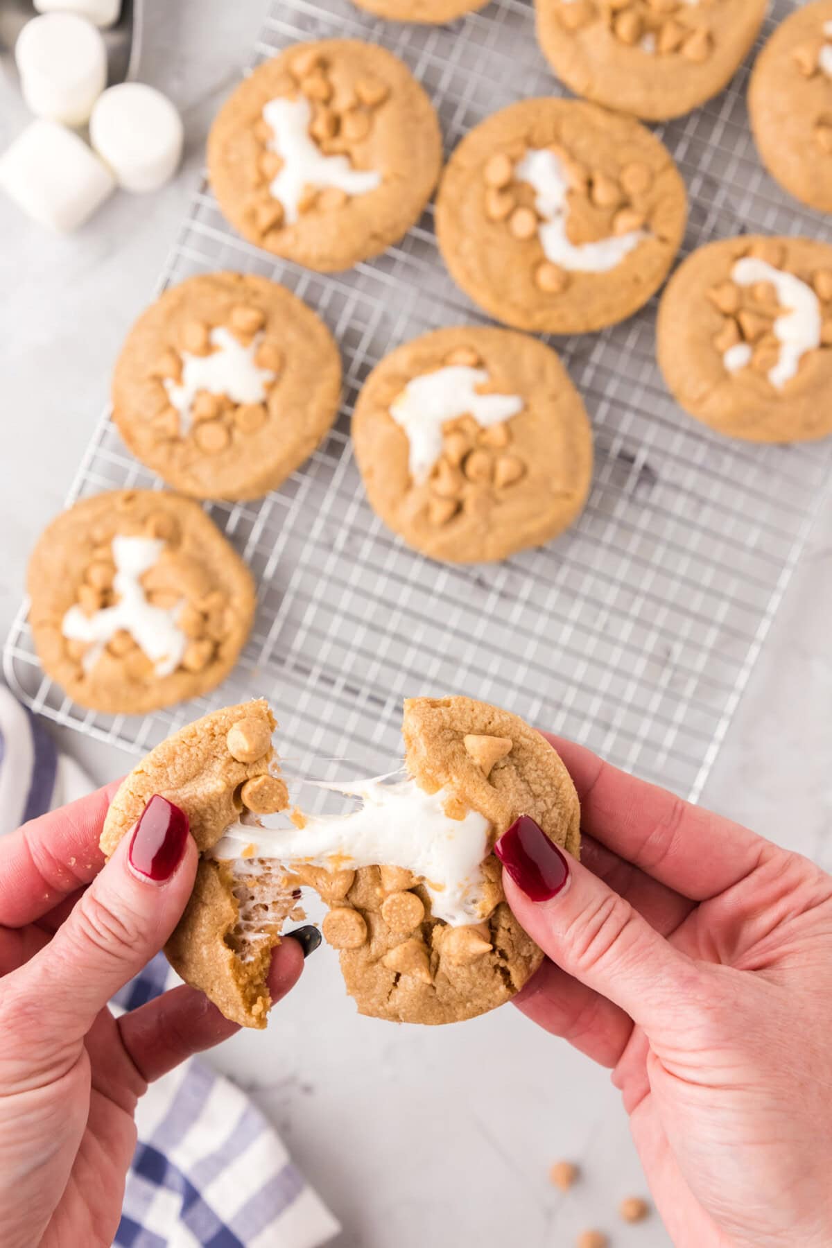 pulling a Fluffernutter Cookie apart