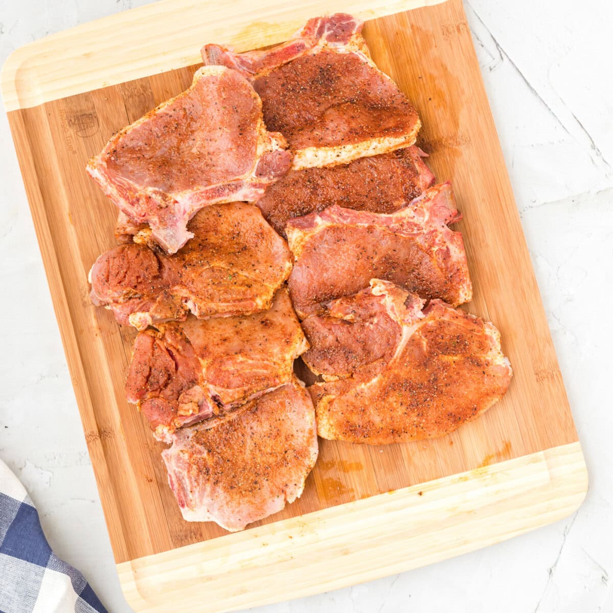 pork chops rubbed with oil and spices