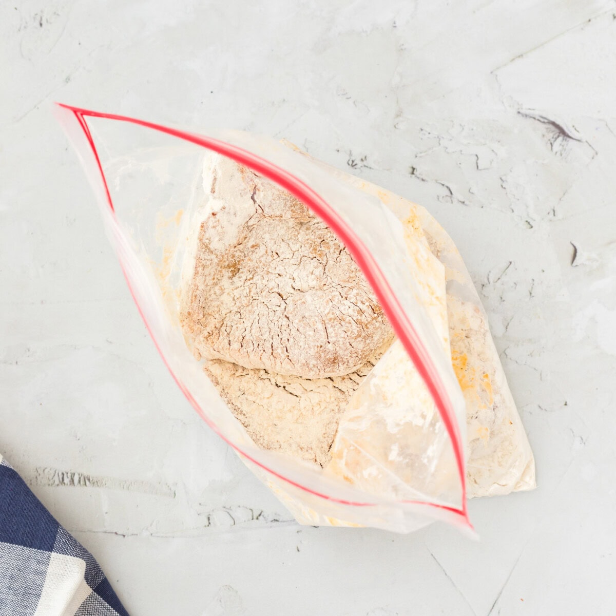flour in a gallon sized ziplock bag