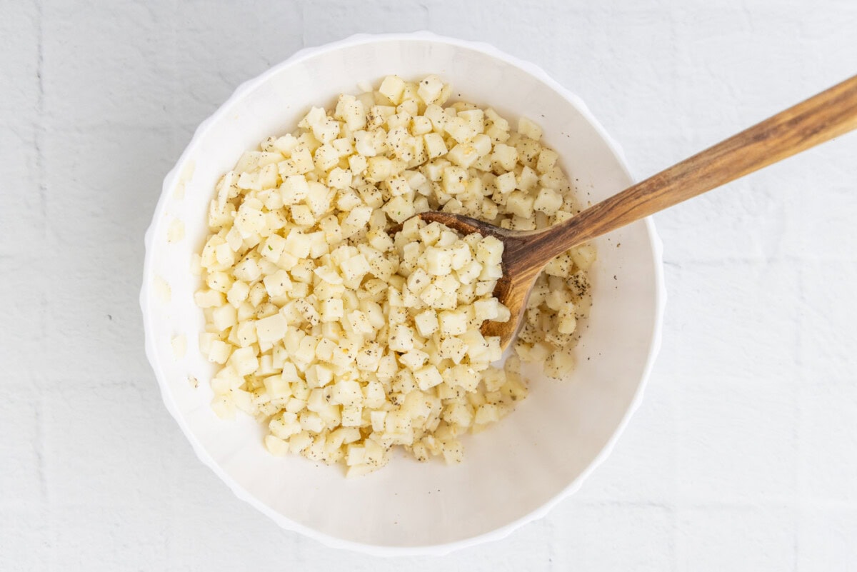 funeral potatoes in a bowl