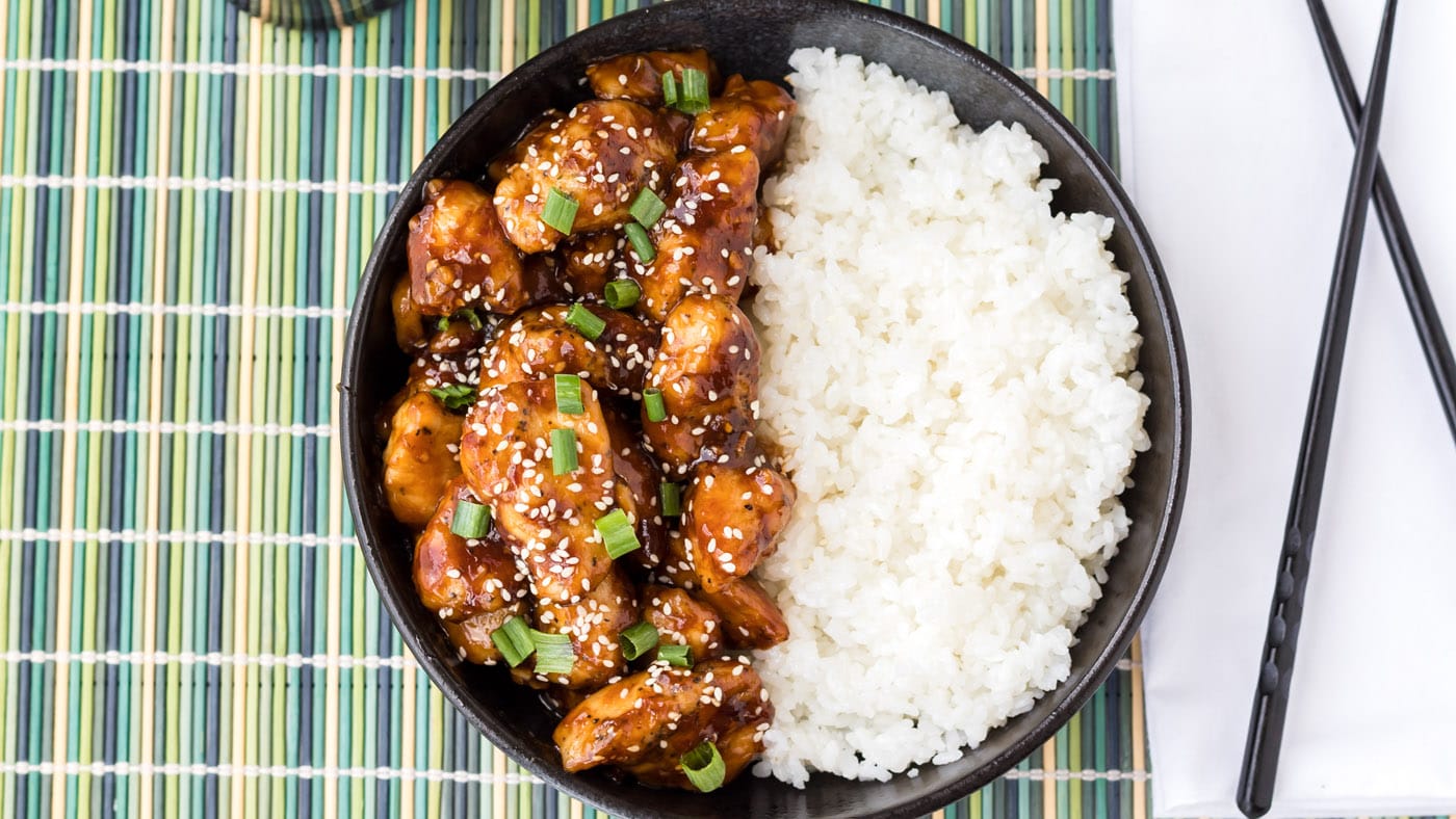General Tso chicken is a Chinese takeout dish known for its crispy fried chicken with a sticky sweet