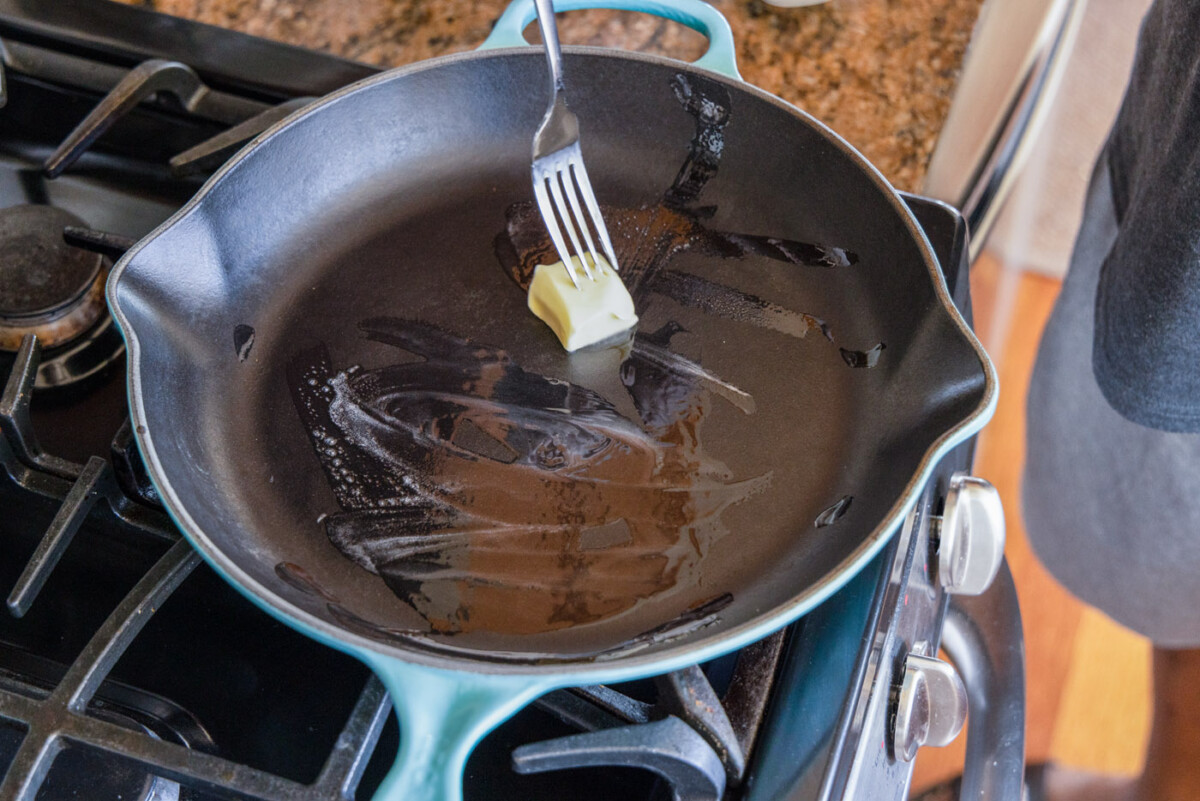 melting butter in a skillet