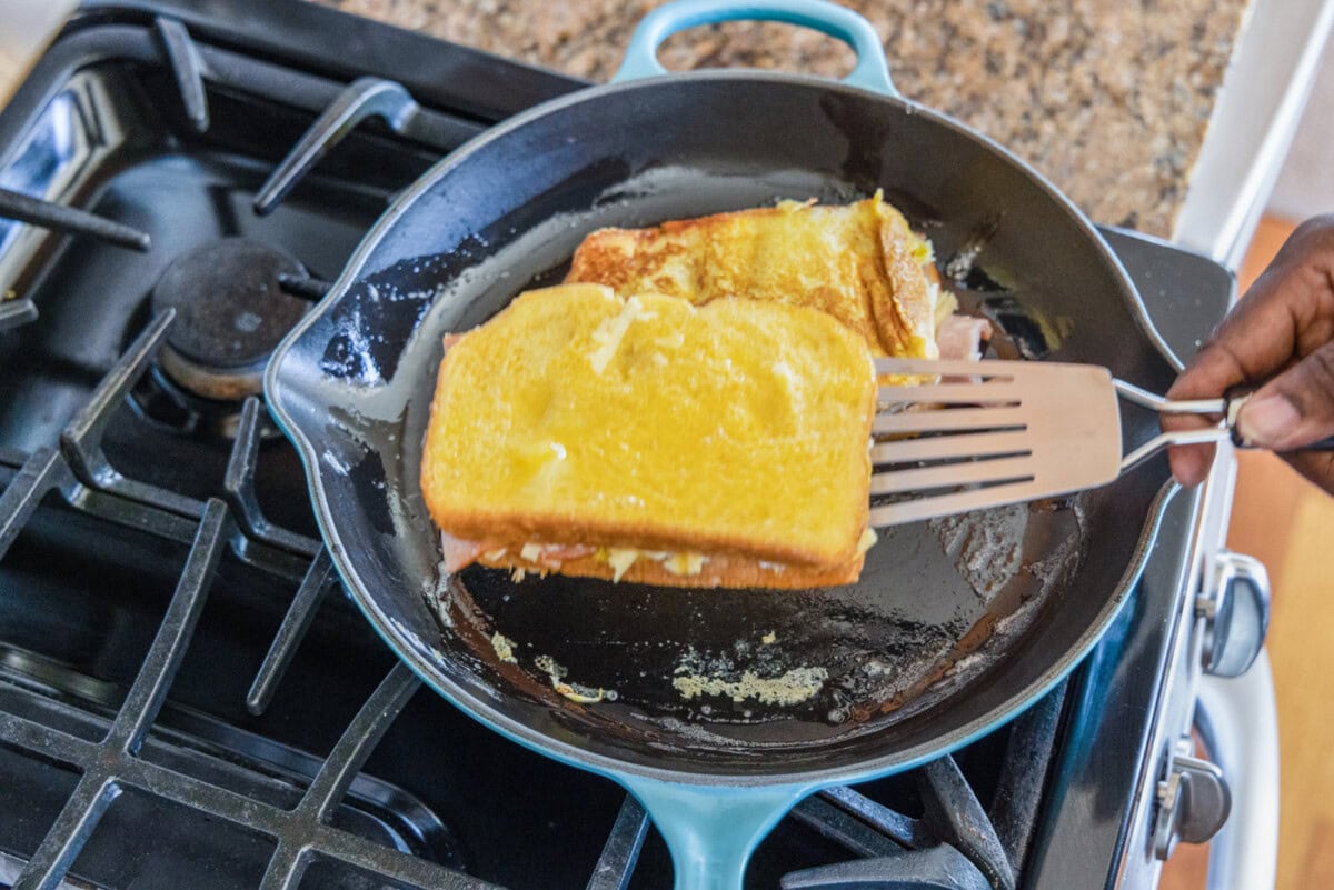 spatula flipping monte cristo sandwich