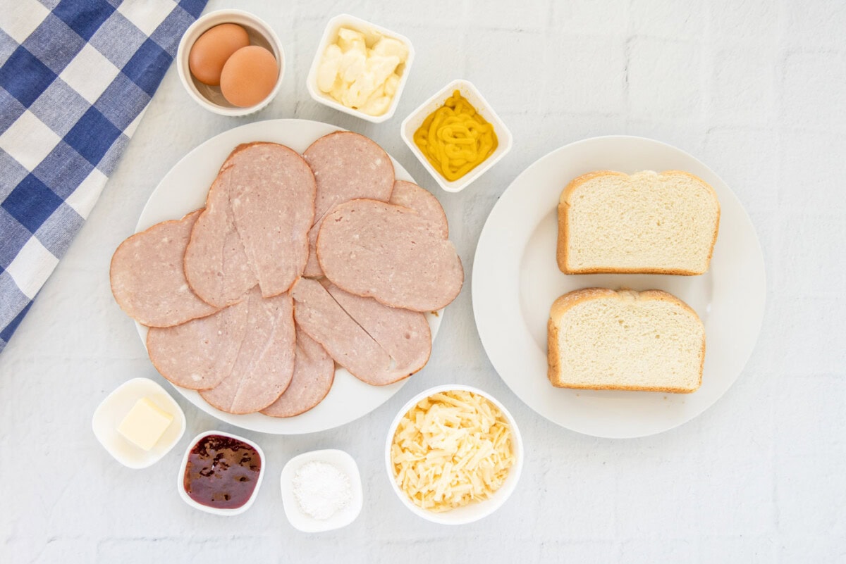 ingredients for Monte Cristo Sandwich
