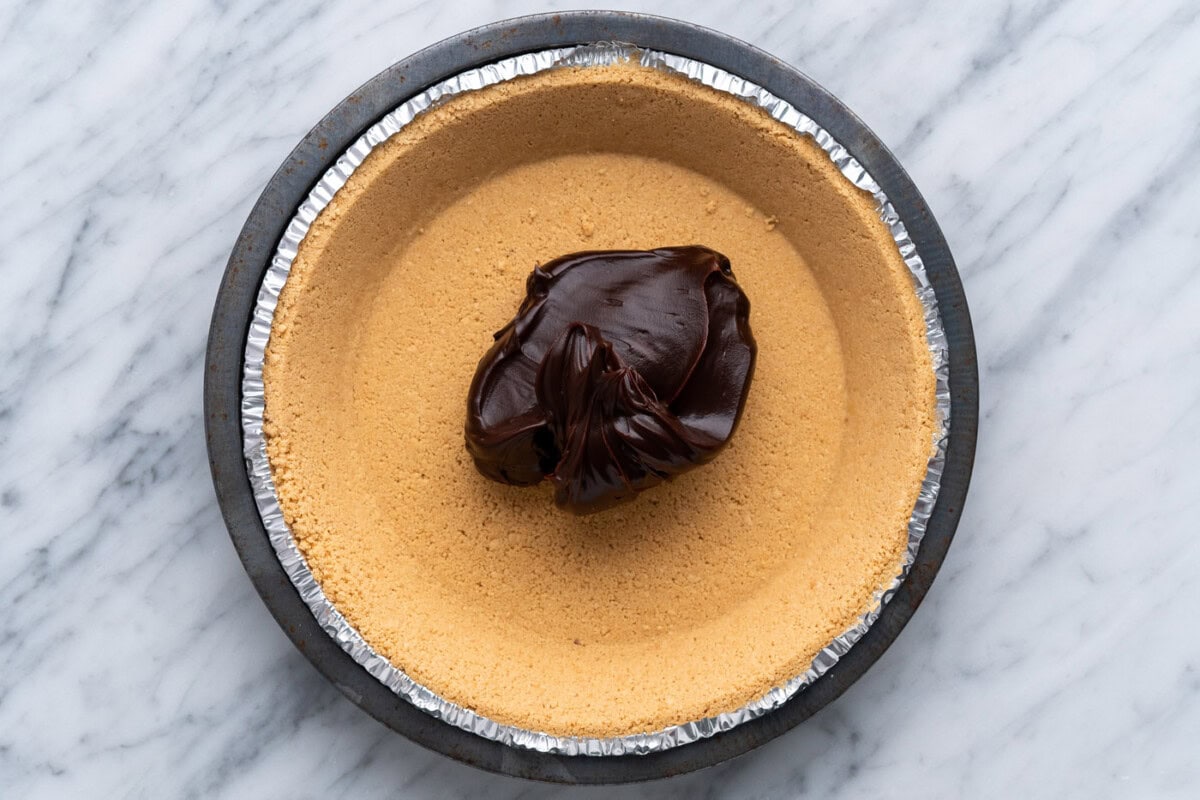 hot fudge in a graham cracker crust